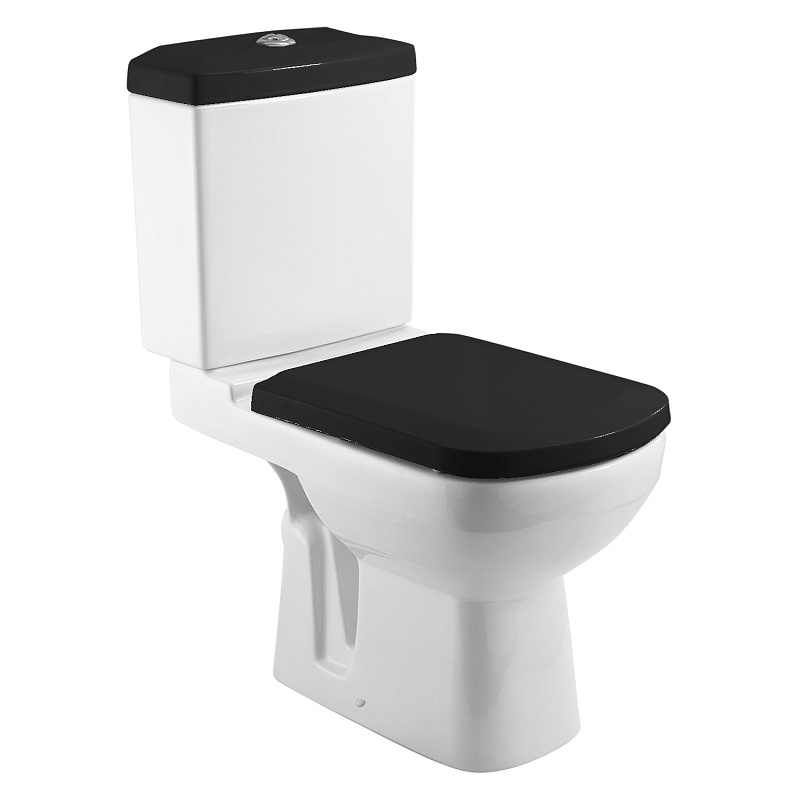 картинка Унитаз-компакт Домино Black двухрежимный, быстросьемное сиденье микролифт белый/черный Kirovit 