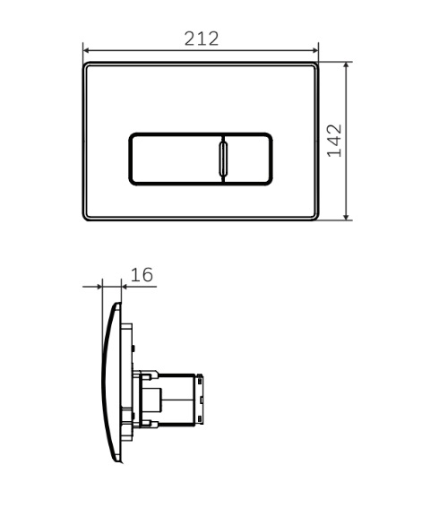 картинка Клавиша для инсталляции пневматическая, пластик, черный матовый I048038 L/AMPM 