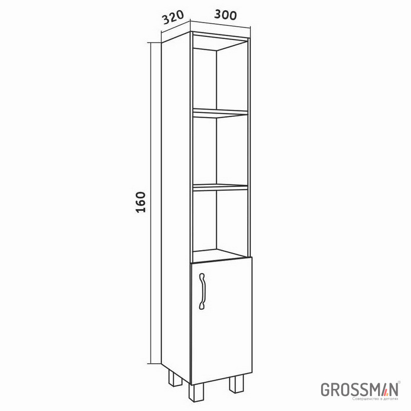 картинка Пенал напольный Флай-30 см Пр. дуб санома/белый Grossman 