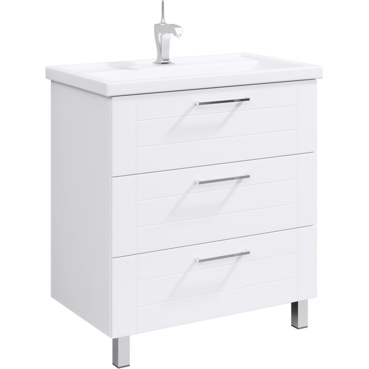 картинка Тумба Манчестер 800 на ножках цвет белый с раковиной Фостер 800 MAN01083 ТМ Aqwella 