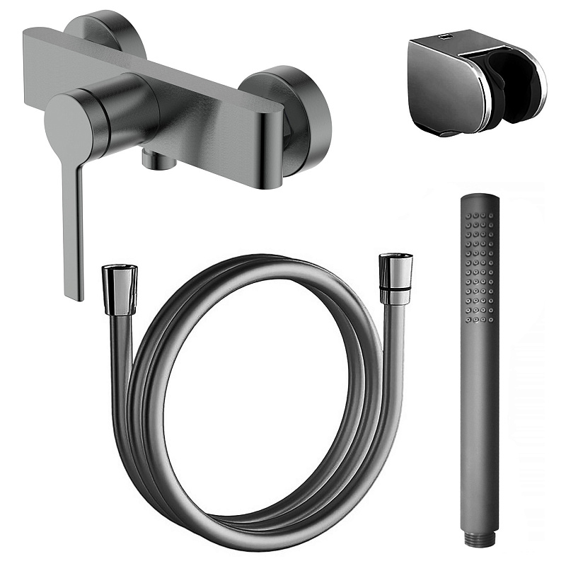 картинка Смеситель для душа с полным душевым набором графит AZ-VRZ338326AJ Azario 