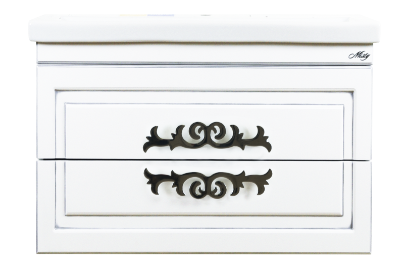 картинка Тумба Дели 80 подвесная с 2 ящ белая ум. Como 80 Misty 