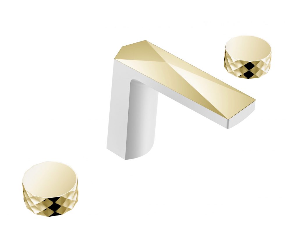картинка Смеситель врезной на 3отв. Venturo белый-золото, ручка 150-WG-Diamond Boheme 