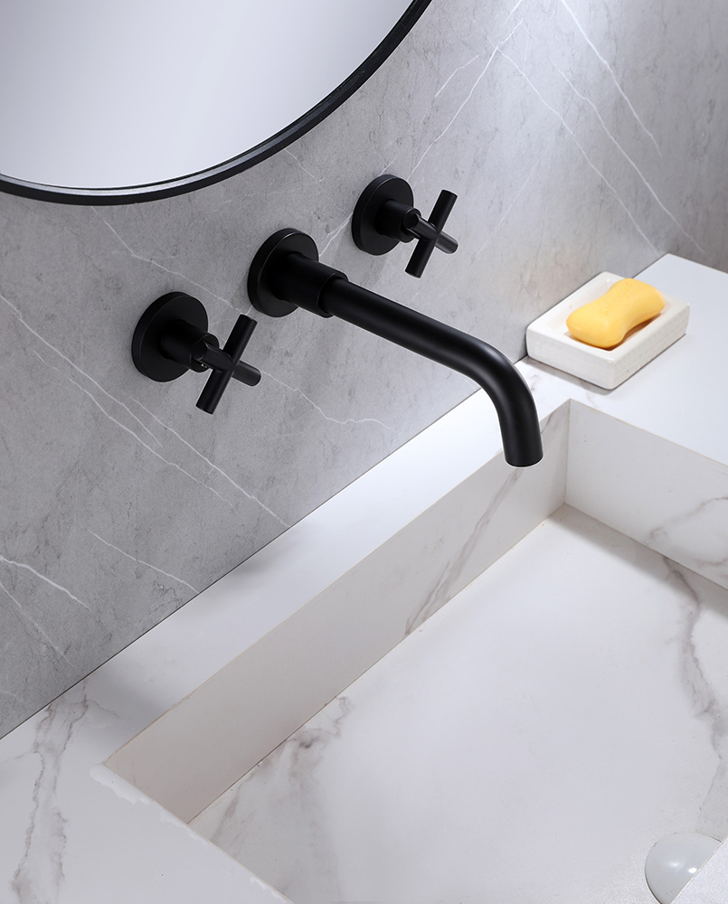 картинка Смеситель Wasser Kreis для раковины скрытого монтажа, черный матовый AF81121B Abber 