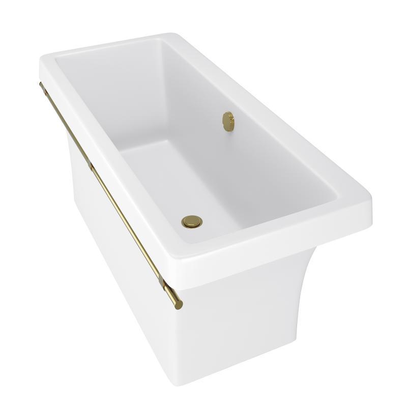 картинка Ванна Crete 179*79*63,5 каменная белая бронзовый полотенцедержатель AQUA DE MARCO 