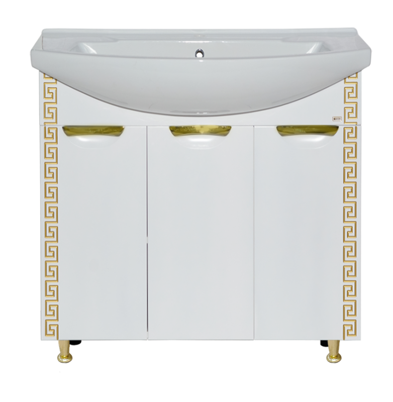 картинка Тумба Престиж 80 прямая белая золотая патина ум. Балтика 80 Misty 