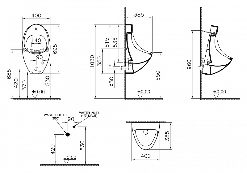 картинка Писсуар электронный Arkitekt 4106B003-5291 Vitra 
