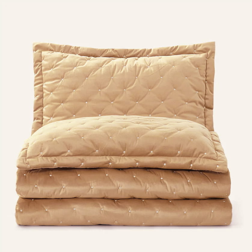 картинка Покрывало Arya Бархат 250*260 - 2(50*70+5) Ansel золотистый 