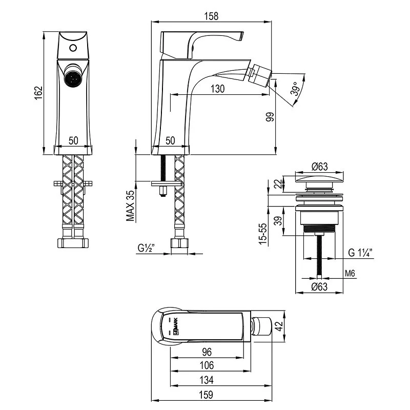 картинка Смеситель для биде Ursus LM7208BG Lemark 