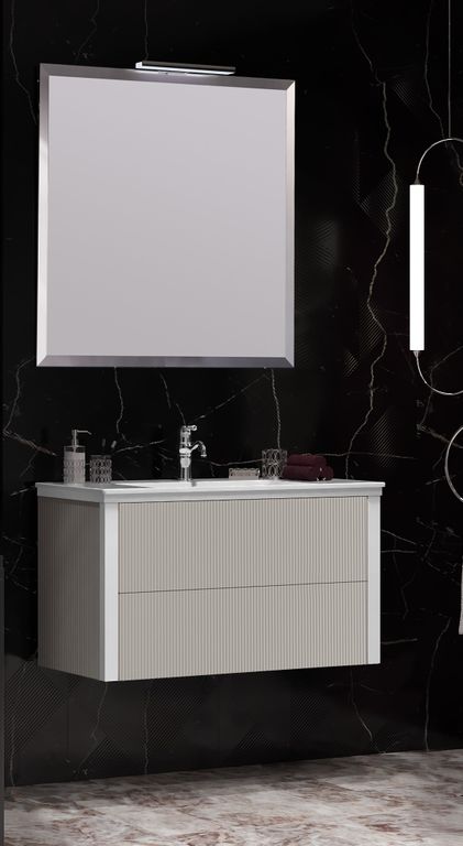 картинка Комплект Рубино 90 под-ой бел. 9003+Зеркало Рубино бел.глянец 90+Св-к Pandora ум. Ibiza 91 Opadiris 