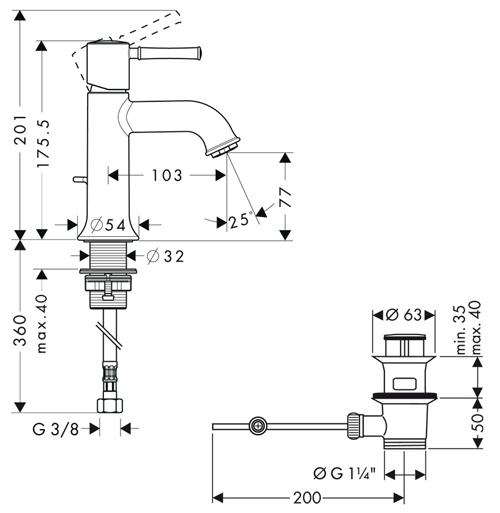 картинка Смеситель для умывальника Hansgrohe 14111000 