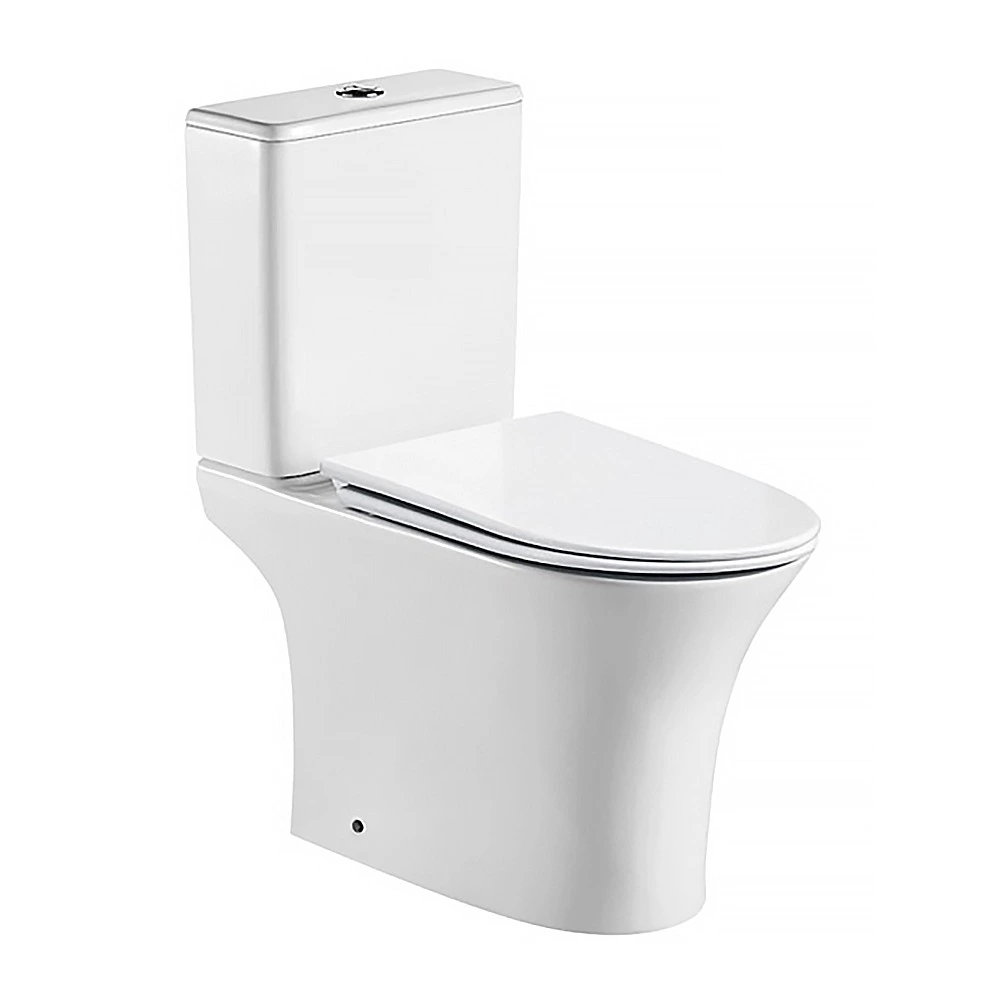 картинка Унитаз Fretta Round AZ-7121 напольный безободковый с бочком и сид. микролифт 2 места Azario 