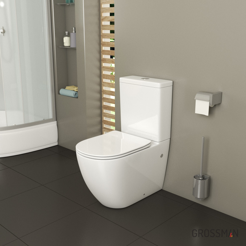 картинка Унитаз напольный c тонкой крышкой из 2 мест GR-4446S Grossman 