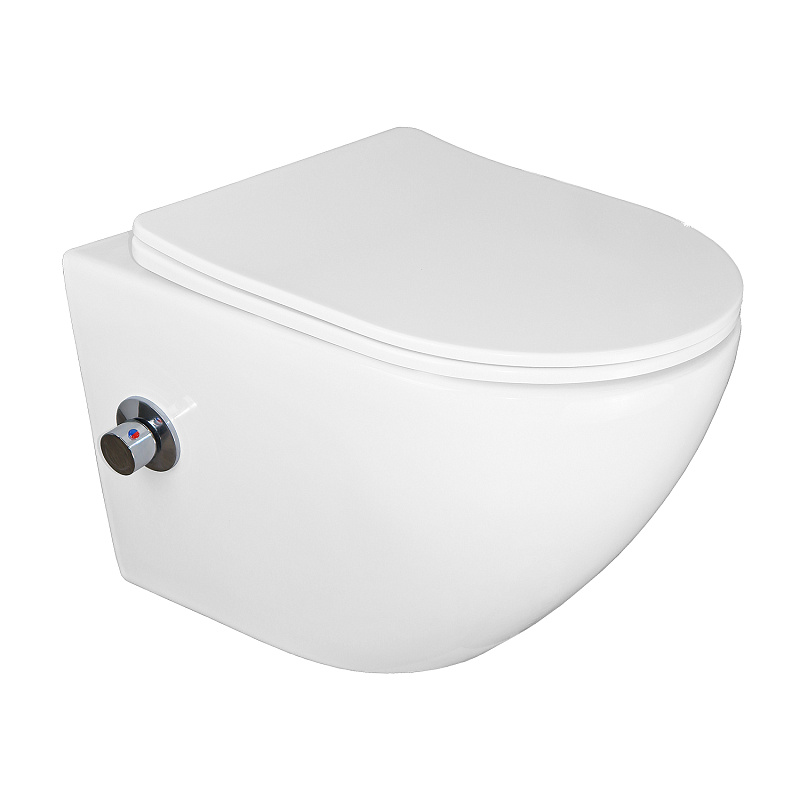 картинка Унитаз подвесной Allegro с функцией биде безободковый с мик. сиденье дюропласт AZ-3105B Azario 