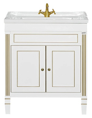 картинка Тумба Женева 80 прямая белая патина. ум. CL-4020 80 см Misty 