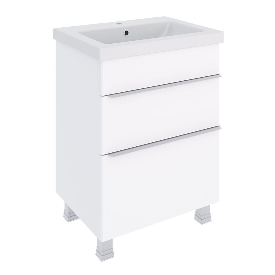 картинка Тумба Аксиома 60 2 ящ. напольная белый глянец без ум. AQUA DE MARCO 