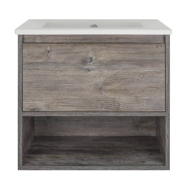 картинка Тумба Темза 60 подвесная с 1 ящиком и нишей (цвет Сосна Пасадена) ум. Quadro 60 Misty 