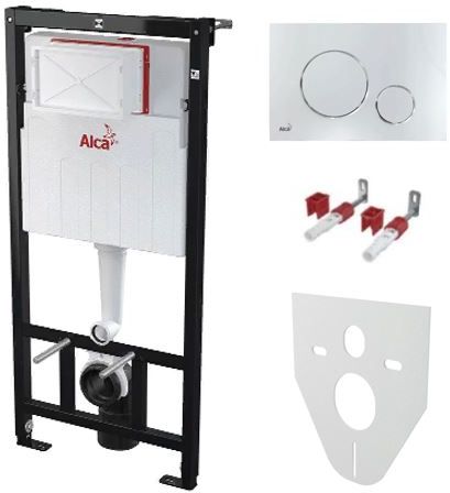 картинка Инсталляция Alcadrain AM101/1120-4:1 RU кнопкой M671 хром глянец + M91 2 места Alca Plast 