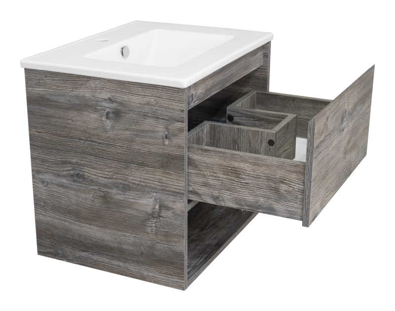 картинка Тумба Темза 60 подвесная с 1 ящиком и нишей (цвет Сосна Пасадена) ум. Quadro 60 Misty 