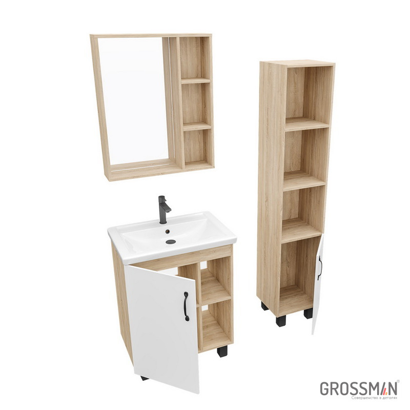 картинка Пенал напольный Флай-30 см Пр. дуб санома/белый Grossman 