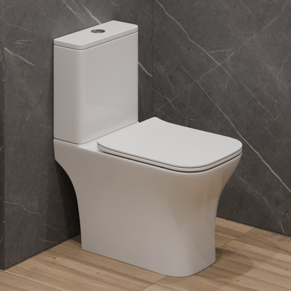 картинка Унитаз-компакт A9001 безободковый, сид. тонкое ДП, крепл., армат., гориз. выпуск Eva Gold 