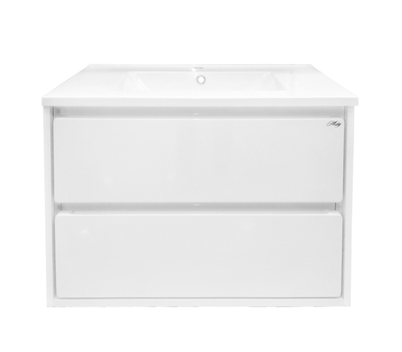 картинка Тумба Барселона 75 подвесная с 2 ящ, белая эмаль, ум. Андреа SV - 750 Misty 