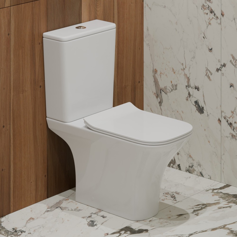 картинка Унитаз-компакт T2335 безобод. круговой смыв, сид. тонкое ДП, крепл., армат., гориз. выпуск Eva Gold 