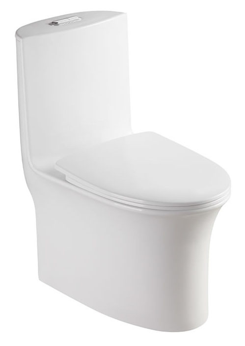 картинка Унитаз моноблок Luna напольный, горизонтальный слив, сиденье дюропласт микролифт AZ-1037 Azario 