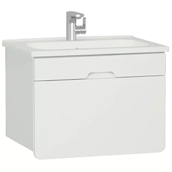 картинка Тумба подвесная D-Light 70 с раковиной 1 ящик с подсветкой Led матовый белый 58131 Vitra 