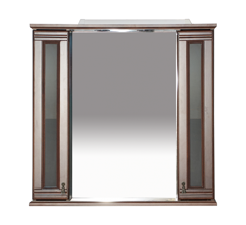 картинка Зеркало Дублин 80 с 2-мя шкафчиками орех стекло Misty 