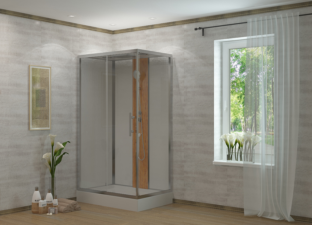 картинка Душевая кабина 1806 L/R 80*120*215 бамбук низ. поддон белая проз. стенка Eva Gold 