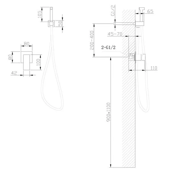 картинка Смеситель Daheim с гигиеническим душем, золото матовое AF8225G Abber 