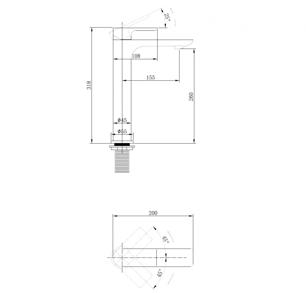 картинка Смеситель Weiss Insel для раковины, белый-хром AF8011W Abber 