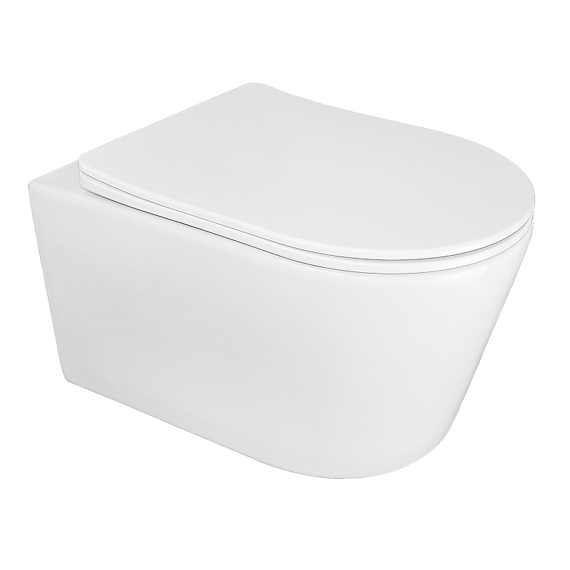 картинка Унитаз подвесной Ollin безободковый, слив с быстросъемным сиденьем микролифт AZ-0513R Azario 