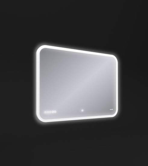 картинка Зеркало Led 070 pro 80*60 с подсветкой,сенсор,антизапотевание,часы ф-ция Cersanit 