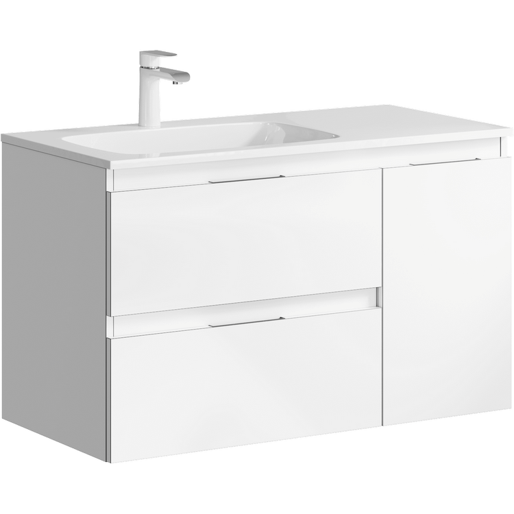 картинка Тумба Accent с рак. Malaga 900/L лев. цвет белый ACC0109LW Aqwella 