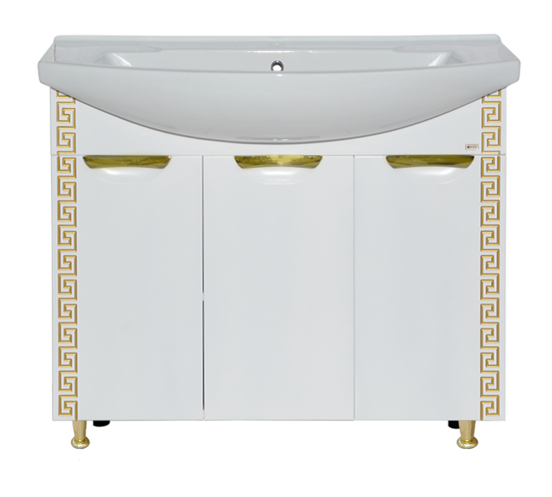 картинка Тумба Престиж 105 прямая белая золотая патина ум. Элеганс 1050 Misty 