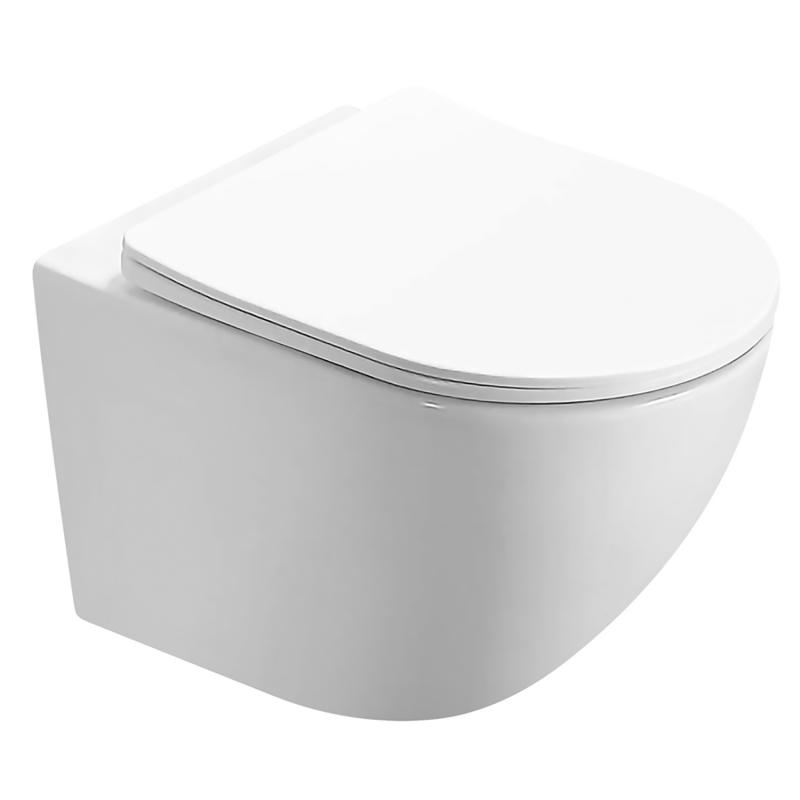 картинка Унитаз Trevi подвесной безбодковый слив торнадо в комплекте сиденье микролифт AZ-0093UQ3 Azario 