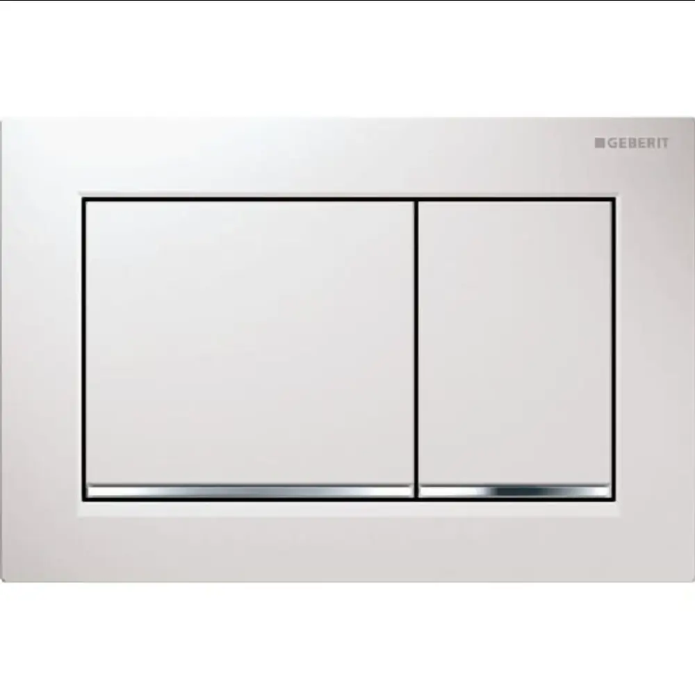 картинка Смывная клавиша двойной смыв, белый/глянцевый хром Omega30 115.080.KJ.1 Geberit 