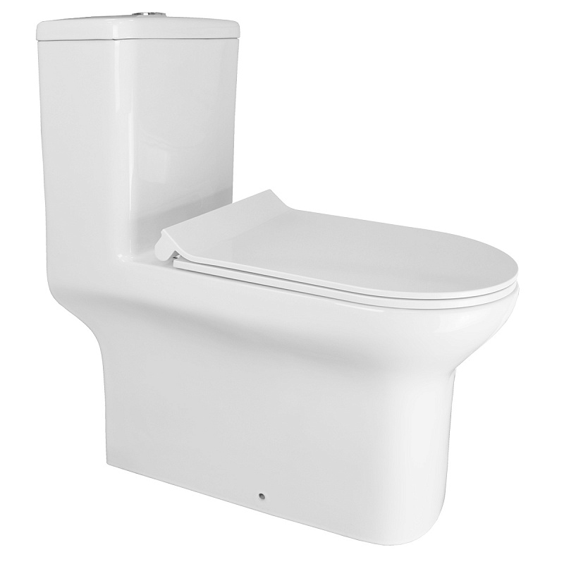 картинка Унитаз One напольный безободковый моноблок в ком-кте с сиденьем микролифт ON0103 Creo 