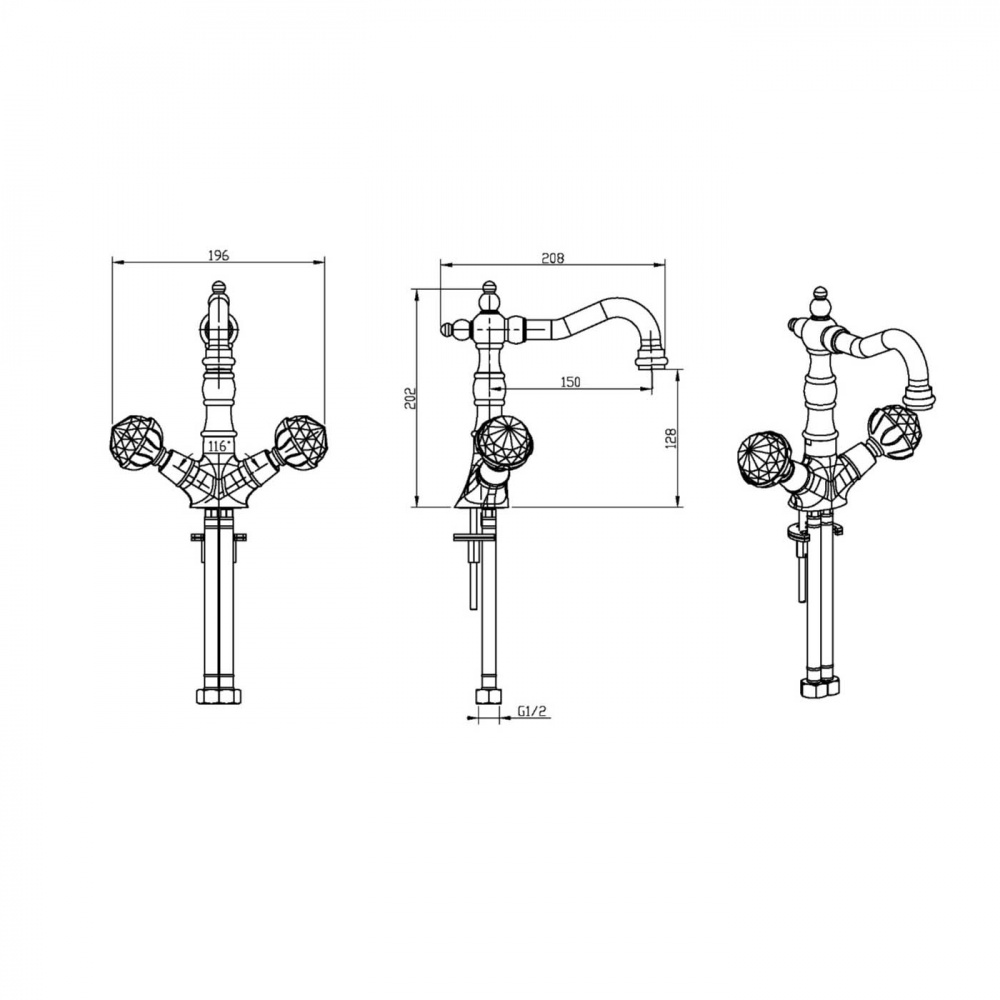картинка Смеситель для умывальника Imperiale presente 332 Boheme 