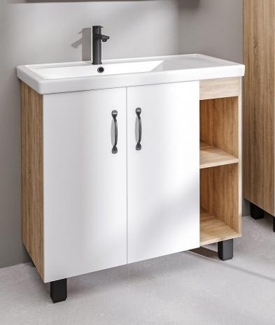 картинка Тумба напольная ФЛАЙ-80 см дуб санома/белая (ум.Фостер-80 Пр) Grossman 