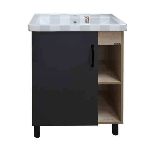 картинка Тумба подвесная Инлайн-60см с 2 ящ.белая дуб сонома (ум. Фостер-60) Grossman 