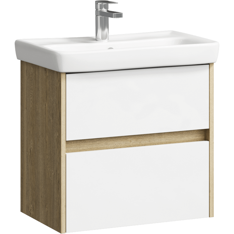 картинка Тумба Сити 60 подвесная T6/DB с раковиной Moduo 60 Slim цвет дуб балтийский Aqwella 