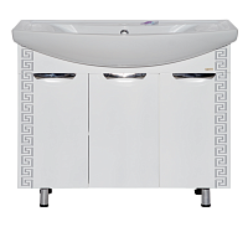 картинка Тумба Престиж 105 прямая белая серебренная патина ум. Элеганс 1050 Misty 