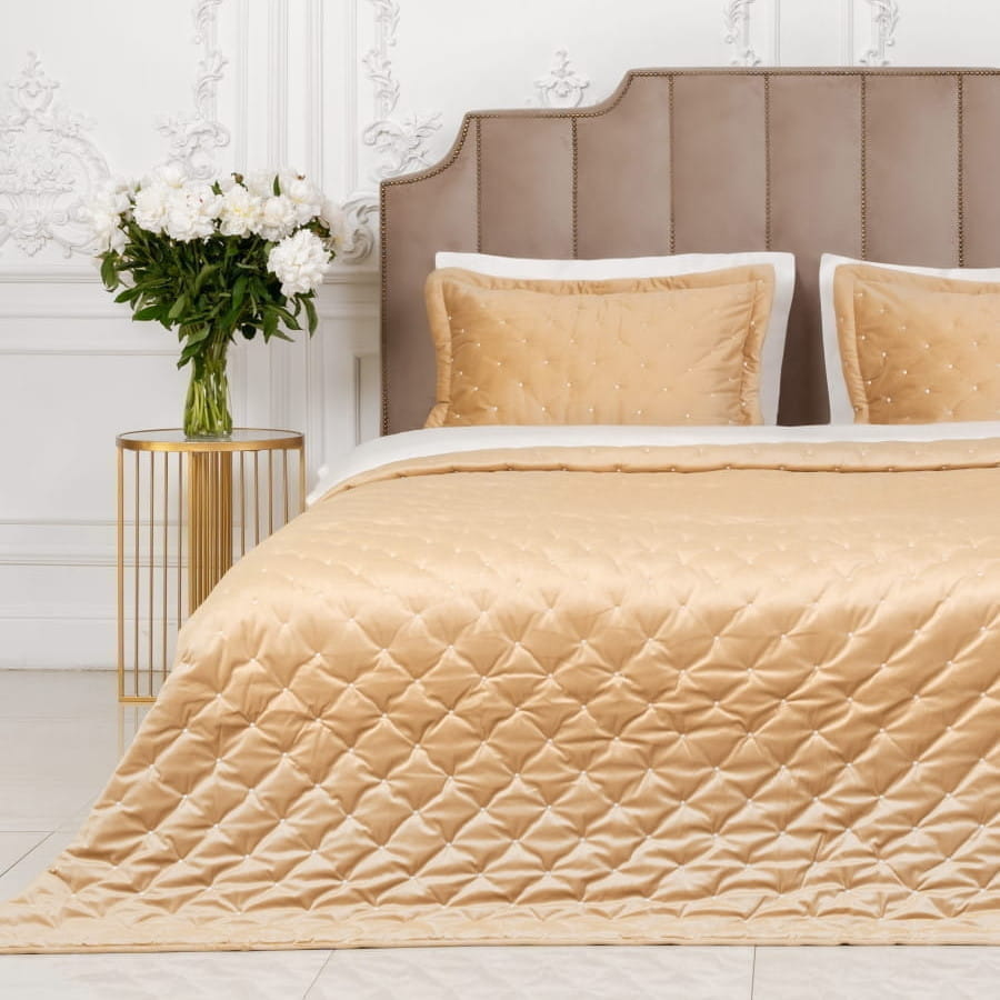 картинка Покрывало Arya Бархат 250*260 - 2(50*70+5) Ansel золотистый 