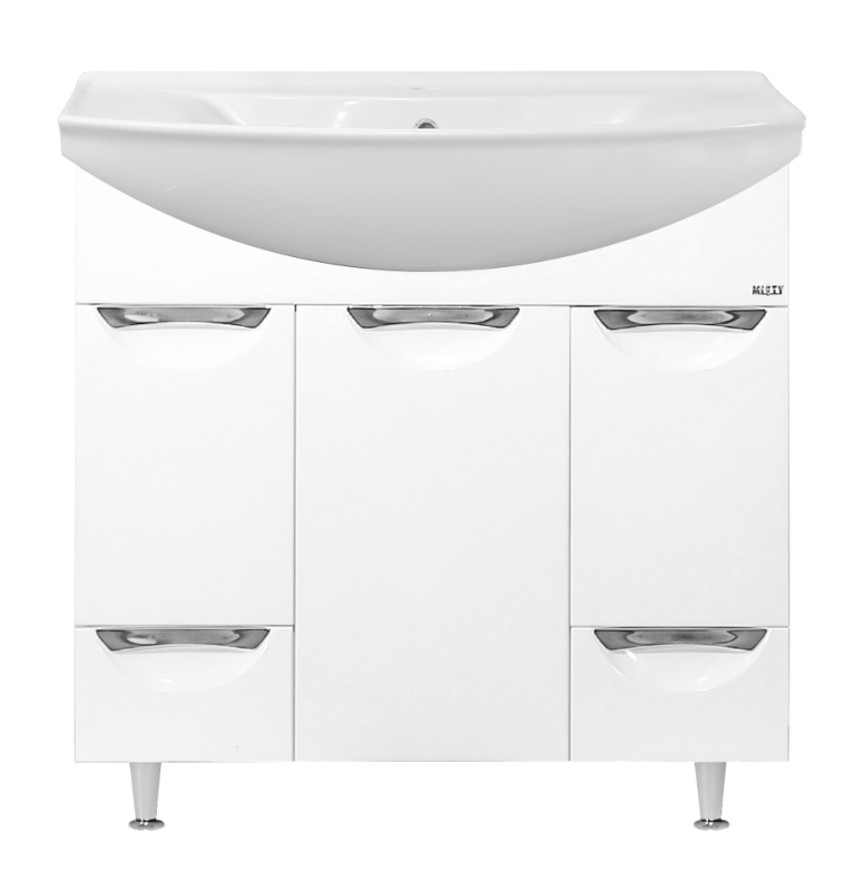 картинка Тумба Жасмин 86 2-ящ с корзиной белая эмаль ум. Best-85 Misty 