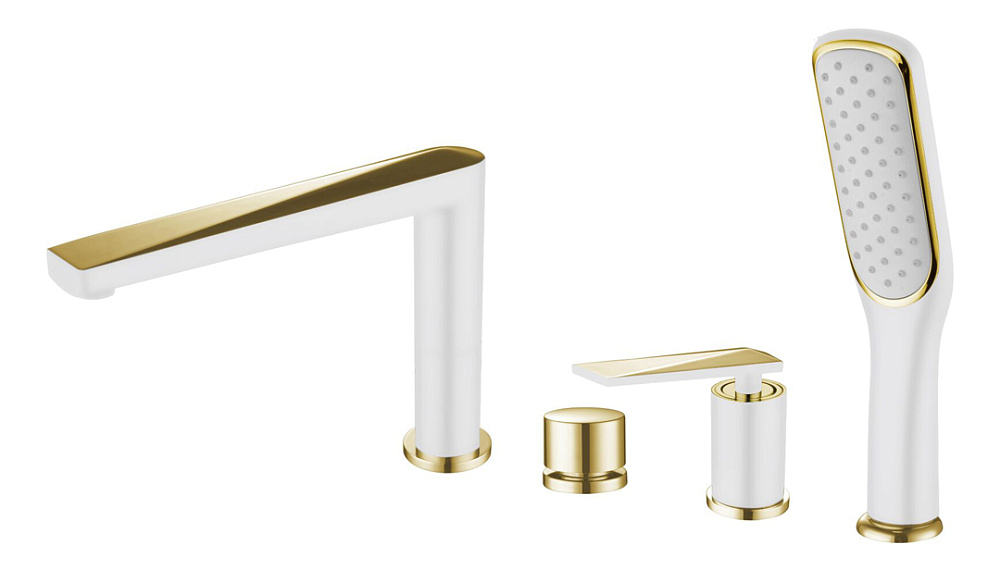 картинка Смеситель на борт ванны Venturo белый+ золото 380-W Boheme 