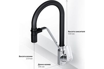 картинка Смеситель для кухни с каналом для питьевой воды и гибким изливом AM.PM Like F8007802 