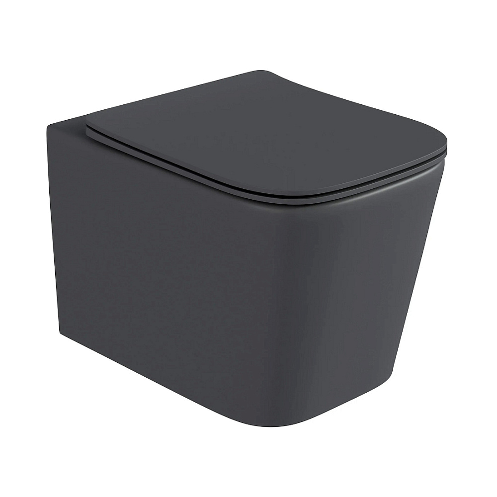 картинка Унитаз Kvadro Dark Grey подвесной сиденье дюропласт с микролифтом Hansman 